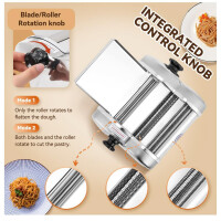 Moongiantgo pasta machine (USED) Electric stainless steel, pasta machine, pasta maker with 2 blades of 1.5 mm and 4 mm, 9-level thickness setting 0.3-3 mm for pasta, fettuccine, tagliolini, ravioli, dumpling