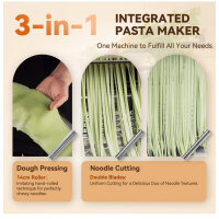 Moongiantgo pasta machine (USED) Electric stainless steel, pasta machine, pasta maker with 2 blades of 1.5 mm and 4 mm, 9-level thickness setting 0.3-3 mm for pasta, fettuccine, tagliolini, ravioli, dumpling