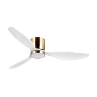 reiga White ceiling fan with LED lighting and remote control, diameter 132 cm, energy-saving DC motor, quiet, 3 color temperatures, 3-blade ceiling fan made of wood for bedrooms, living rooms and kitchens