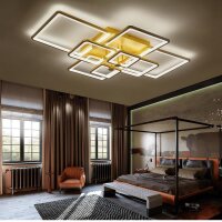 LED ceiling light (ground cable, instructions missing) Dimmable 106cm LED ceiling light gold, modern LED ceiling light living room dimmable ceiling light with remote control, 8-rectangular ceiling lamp LED ceiling light living room 3000K-6500K