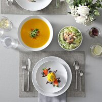 MALACASA, Amelia series, crockery set for 6 people, 24-piece gourmet porcelain dinner service, white premium round combination service, each with 6 dinner plates, 6 cake plates, 6 deep plates and 6 bowls