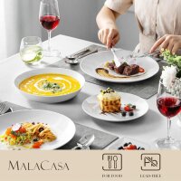MALACASA, Amelia series, porcelain tableware set for 6 people, 18-piece porcelain dinner service, white premium combination service, tableware set consisting of 6x dinner plates, 6x dessert plates, 6x soup plates