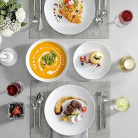 MALACASA, Amelia series, porcelain tableware set for 6 people, 18-piece porcelain dinner service, white premium combination service, tableware set consisting of 6x dinner plates, 6x dessert plates, 6x soup plates