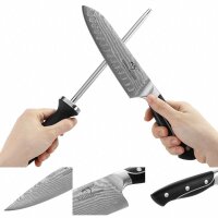 9er Damastmesser küchenmesser Messerblock Set mit Buchenholzmesserblock, Profi Kochmesser Küchenmesserset VG10 Messerblock mit Messer Scharfem