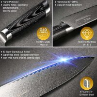 Damask kitchen knife set 7 pieces, VG10 Japanese professional damask kitchen knife set with beech knife block