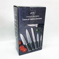 Damask kitchen knife set 7 pieces, VG10 Japanese professional damask kitchen knife set with beech knife block
