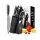 Damask kitchen knife set 7 pieces, VG10 Japanese professional damask kitchen knife set with beech knife block