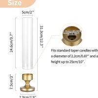 NUPTIO Kerzenständer Glaszylinder Kerzenhalter Glas: 10er 31cm Stabkerzenhalter Gold Stabkerzen Hochzeit Tisch mit Glasaufsatz Ohne Boden Windlicht Glas Zylinder Kerzenhalter Stabkerze Valentinstag
