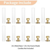 NUPTIO Kerzenständer Glaszylinder Kerzenhalter Glas: 10er 31cm Stabkerzenhalter Gold Stabkerzen Hochzeit Tisch mit Glasaufsatz Ohne Boden Windlicht Glas Zylinder Kerzenhalter Stabkerze Valentinstag