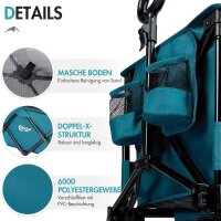 PORTAL handcart foldable XXXL 300L size tires 17x10cm with brake drink holder side pocket folding trolley folding transport trolley for all terrain camping beach shopping