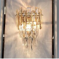 Sxtiger Crystal Wall Light, Modern E14 Luxury Crystal Wall Lamp Indoor, for Living Room Bedroom Kitchen Hallway Stairs Restaurant Hotel Lighting (Golden)