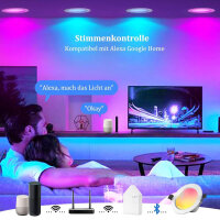 10er WiFi Bluetooth 5W LED Einbaustrahler 230V RGBWC+CCT LED Deckenspot Dimmbar LED Spots Einbauleuchten Flach LED Downlight RGB+2700K-6500K APP Steuerung Kompatibel mit Alexa Google Home