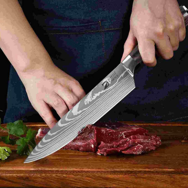 Dfito kitchen knife set, 8 pieces, professional chefs knife, high carbon stainless steel, extremely sharp, including roll bag, versatile, ideal for hobby and professional chefs.