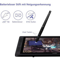 HUION Kamvas Pro 22 graphics tablet, model number: Kamvas Pro 22, 22 inch screen, high-resolution color display, pressure-sensitive stylus, versatile connectivity options, ideal for digital art and design.