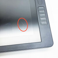 HUION Kamvas Pro 24 Grafiktablett, Modellnr. nicht angegeben, Merkmale: 24 Zoll, hoher Farbraum, empfindlicher Stift, Kratzer vorhanden, Zubehör fehlt.