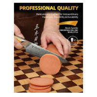 SANMUZUO 13CM Allzweckmesser, LA-S9, Küchenmesser, japanischer VG-10-Damaststahl, ultrascharf, ergonomischer Griff aus gelbem Harz.