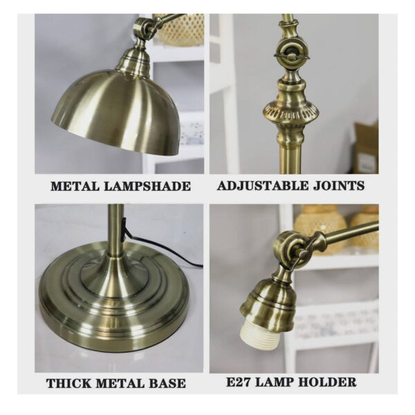 ACMHNC Stehlampe Vintage 12W E27 Dimmbar LED Stehleuchte Wohnzimmer mit Fernbedienung Augenschutz verstellbar aus Metall für Dekorieren und Lesen