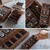 TAWBURY Watch Box 6 Watches - Multifunctional jewelry storage for men, ideal for watches and glasses, elegant design in brown, offers space for 6 watches, perfect protection and stylish presentation.