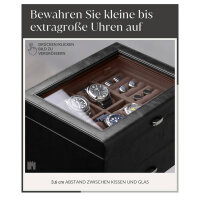 TAWBURY Watch Box 6 Watches - Multifunctional jewelry storage for men, ideal for safely storing watches and glasses, elegant black design, space for 6 watches, perfect gift for watch lovers.