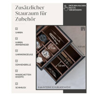 TAWBURY Watch Box 6 Watches - Multifunctional jewelry storage for men, ideal for safely storing watches and glasses, elegant black design, space for 6 watches, perfect gift for watch lovers.