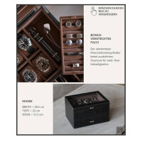 TAWBURY Watch Box 6 Watches - Multifunctional jewelry storage for men, ideal for safely storing watches and glasses, elegant black design, space for 6 watches, perfect gift for watch lovers.