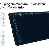 HUION HS611 Grafiktablett 10,2 x 6,36 Zoll ideal für digitale Kunst, 8 Multimedia-Tasten, 10 Express-Tasten, Touch Strip, kompatibel mit Win, Mac, Android in Sternblau