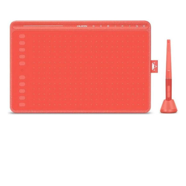 HUION HS611 Graphics Tablet 10.2 x 6.36 Inch for Digital Art, Painting and Design, 8 Multimedia Keys, 10 Express Keys, Touch Strip, Compatible with Win, Mac, Android, Colors: Orange/Red.