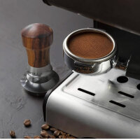 HOLIHOKY Coffee Tamper 54mm Spring Loaded Coffee Tamper with Stainless Steel 304 Thread Base Espresso Tamper for Sage Walnut Handle