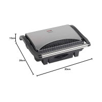BESTRON Contact Grill ASW113S, Sandwich/Panini Contact Grill, Non-Stick Coating, with Drip Tray, Black