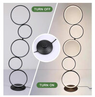 SUNLLOK Moderne 5 Ringe LED Stehlampe dimmbar, schwarz, für Wohnzimmer, Büro, Schlafzimmer, industrielle Dekoration.