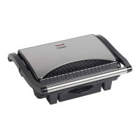 BESTRON Kontaktgrill ASW113S, Sandwich-/Panini-Kontaktgrill, antihaftbeschichtet, mit Auffangschale, Schwarz