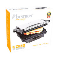 BESTRON Kontaktgrill ASW113S, Sandwich-/Panini-Kontaktgrill, antihaftbeschichtet, mit Auffangschale, Schwarz