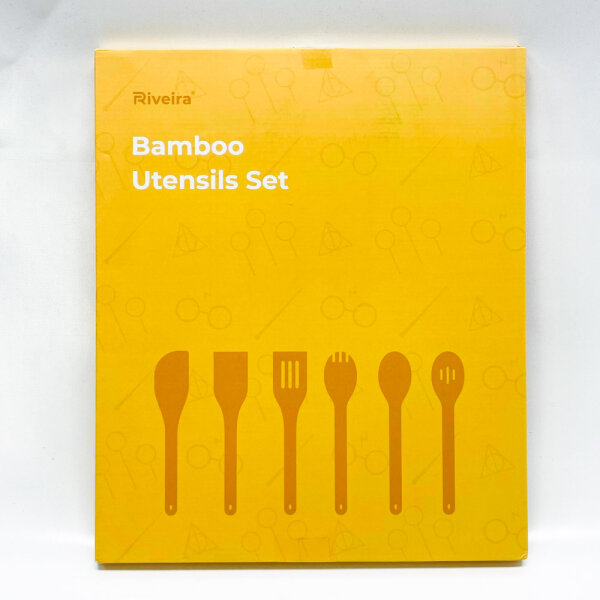 Riveira Wooden Spoon Set 6-Piece Kitchen Utensils Non-Stick Spatula Gift for Cooking Lovers