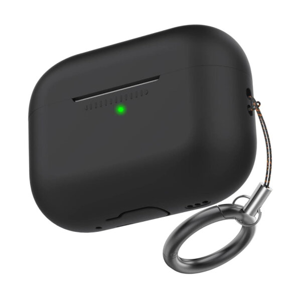 Ahastyle Silikon-Fallschutz Hülle für Airpods Pro 2, Anti-Scratch, Antichoc, Schwarz, mit Carabiner, für Apple Airpods Pro 2
