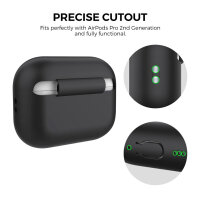 Ahastyle Silikon-Fallschutz Hülle für Airpods Pro 2, Anti-Scratch, Antichoc, Schwarz, mit Carabiner, für Apple Airpods Pro 2