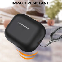 Ahastyle Silikon-Fallschutz Hülle für Airpods Pro 2, Anti-Scratch, Antichoc, Schwarz, mit Carabiner, für Apple Airpods Pro 2