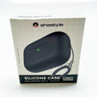 Ahastyle Silikon-Fallschutz Hülle für Airpods Pro 2, Anti-Scratch, Antichoc, Schwarz, mit Carabiner, für Apple Airpods Pro 2