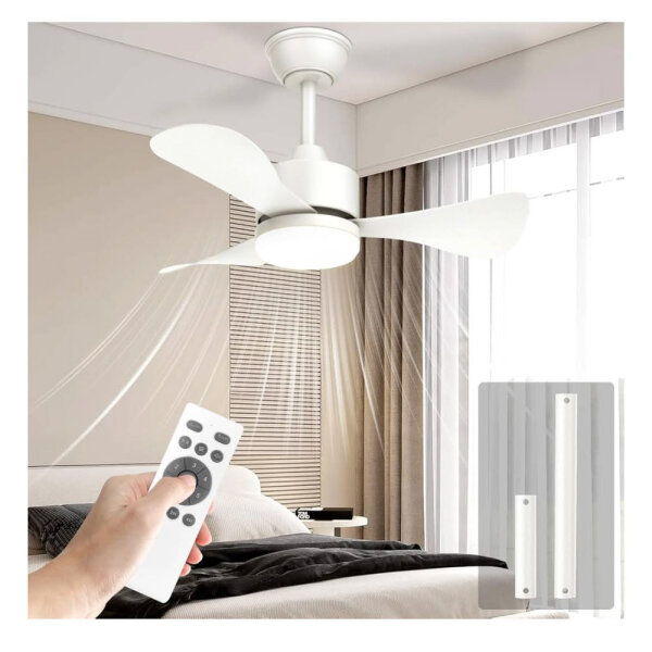 Airwit Deckenventilator 71cm, Beleuchtung, leise, umkehrbarer DC Motor, ideal für Schlafzimmer und Wohnzimmer.