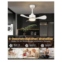 Airwit Deckenventilator 71cm, Beleuchtung, leise, umkehrbarer DC Motor, ideal für Schlafzimmer und Wohnzimmer.
