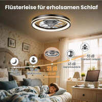 Airwit ceiling fan 48cm, fan with light, quiet, dimmable, modern, reversible DC motor