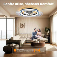 Airwit ceiling fan 48cm, fan with light, quiet, dimmable, modern, reversible DC motor