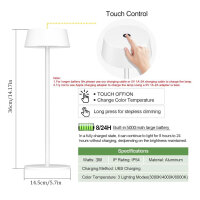 Klighten LED table lamp 2 pieces dimmable wireless IP54 waterproof portable 3000K-6000K for indoor/outdoor