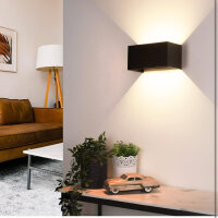 Cwycfw 24W LED Wall Light Black 2 Pieces Warm White 3000K IP65 Waterproof Up and Down Adjustable Light Beam