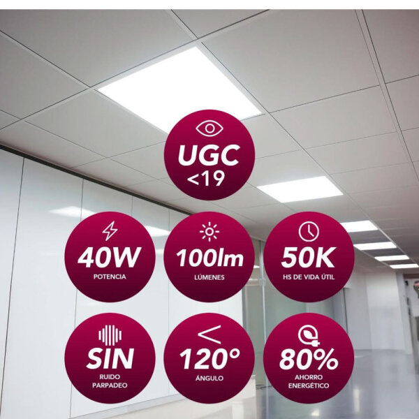 Nova Electricity, 4x LED, ceiling light, 60x60, 40W, cold light 6500K, energy-saving, UGR<19, ideal for kitchen and living room