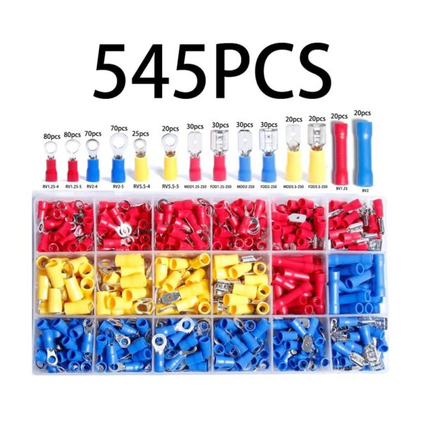 Shengbowi, - , Electrical Wire Connectors, Insulated Crimp Terminals, Butt Ring Fork Spade Bullet, Assortment Kit