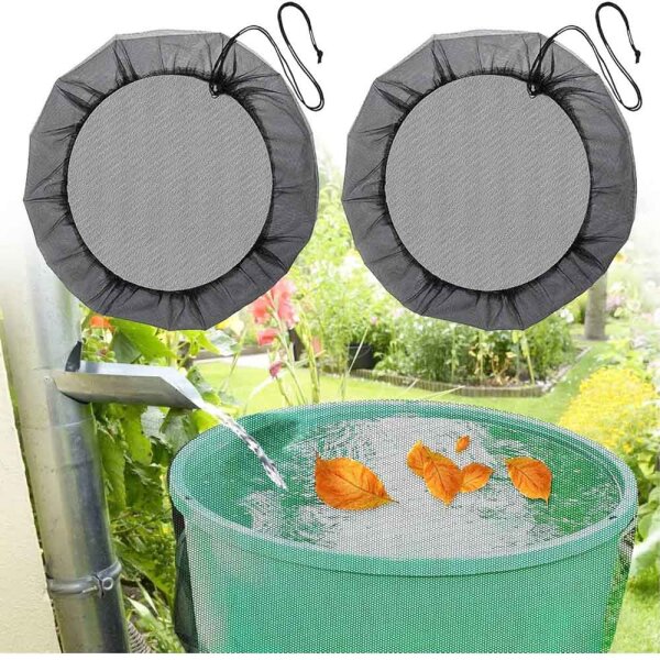 Set of 2 adjustable rain tank nets 80cm - Weatherproof protective cover for round rain towers and beams