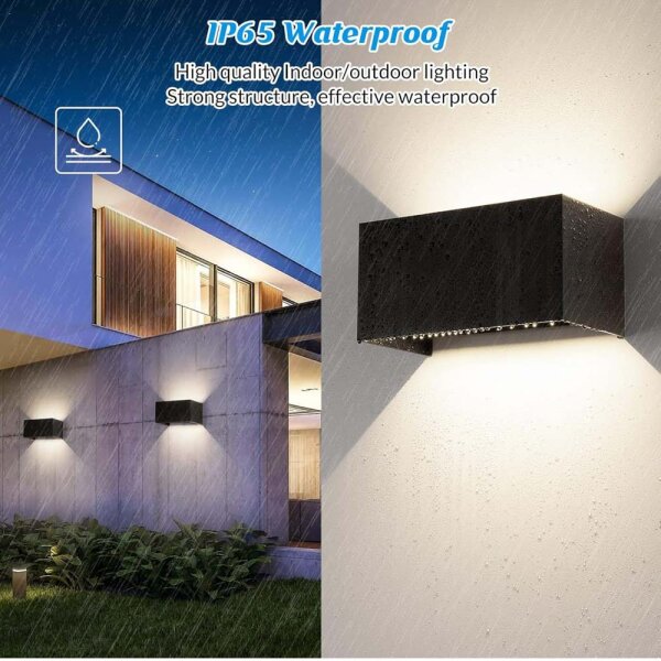Cwycfw 24W LED Wall Light Black Indoor/Outdoor IP65 Waterproof 4000K Adjustable Light Beam 4 Pack
