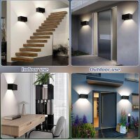 Cwycfw 24W LED Wandleuchte Schwarz Innen/Außen IP65 Wasserdicht 4000K Einstellbarer Lichtstrahl 4 Stück