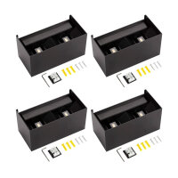 Cwycfw 24W LED Wandleuchte Schwarz Innen/Außen IP65 Wasserdicht 4000K Einstellbarer Lichtstrahl 4 Stück