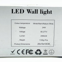 Cwycfw 24W LED Wandleuchte Schwarz Innen/Außen IP65 Wasserdicht 4000K Einstellbarer Lichtstrahl 4 Stück